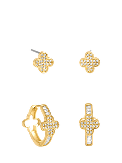 Jon Richard Pave Clover Multipack Earrings, Pack of 2, Gold, Gold