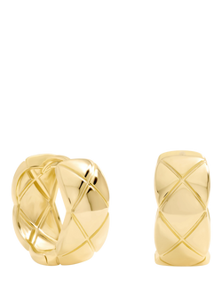Jon Richard Quilted Hoop Earrings, Gold, Gold