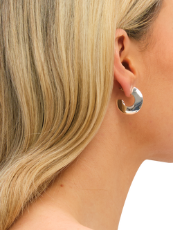 Jon Richard Flat Disk Hoop Earrings - view 2, Silver