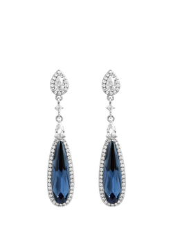 Jon Richard Crystal and Sapphire Drop Earrings, Silver, Silver