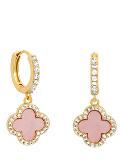 Jon Richard Clover Huggie Earrings, Pink