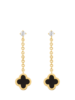 Jon Richard Jet Clover Chain Drop Earrings, Gold, Gold