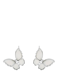 Jon Richard Mother of Pearl Butterfly Stud Earrings, Silver, Silver
