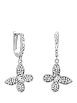 Jon Richard Pave Butterfly Huggie Earrings, Silver, Silver