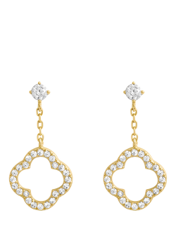 Jon Richard Crystal Open Clover Drop Earrings, Gold, Gold