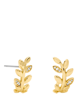 Jon Richard Crystal Leaf Earrings, Gold, Gold