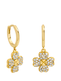 Jon Richard Pave Clover Huggie Earrings, Gold, Gold