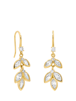 Jon Richard Crystal Leaf Drop Fish Hook Earrings, Gold, Gold