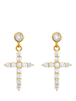 Jon Richard Cubic Zirconia Cross Earrings, Gold, Gold