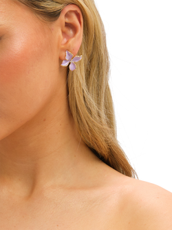 Jon Richard Petal Flower Earrings, Gold - view 2, Gold