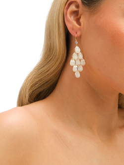 Jon Richard Cream Droplet Earrings, Gold - view 2, Gold