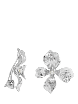 Jon Richard Pearl Statement Flower Clip-On Earrings, Silver, Silver
