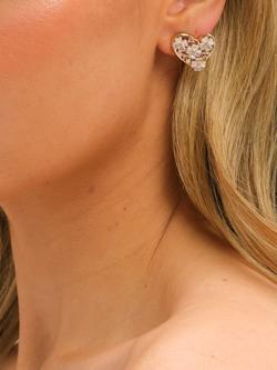 Jon Richard Floral Encrusted Heart Clip-On Earrings, Gold - view 2, Gold