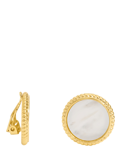 Jon Richard Mother of Pearl Round Clip-On Earrings, Gold, Gold