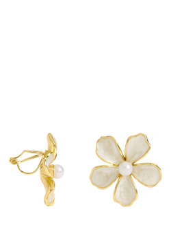 Jon Richard Enamel Flower Clip-On Earrings, Gold, Gold