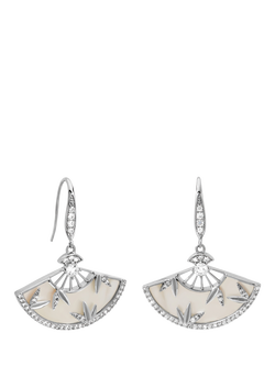 Jon Richard Mother-of-Pearl Fan Drop Earrings, Silver, Silver