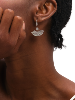 Jon Richard Mother-of-Pearl Fan Drop Earrings, Silver - view 2, Silver