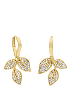 Jon Richard Cubic Zirconia Leaf Earrings, Gold, Gold