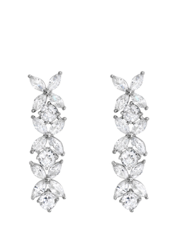Jon Richard Cubic Zirconia Floral Earrings, Silver, Silver
