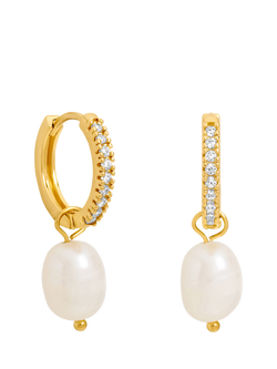 Jon Richard Real Freshwater Pearl Huggie Earrings, Gold, Gold