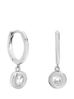 Jon Richard Cubic Zirconia Bezel Huggie Earrings, Silver, Silver
