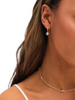 Jon Richard Cubic Zirconia Bezel Huggie Earrings, Silver - view 2, Silver