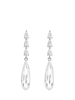 Jon Richard Linear Pear Drop Earrings, Silver, Silver