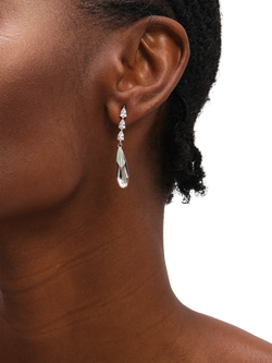 Jon Richard Linear Pear Drop Earrings, Silver - view 2, Silver