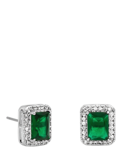Jon Richard Cubic Zirconia Emerald Perfume Bottle Stud Earrings, Silver, Silver