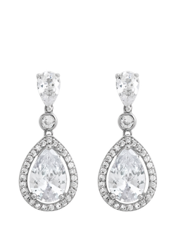 Jon Richard Cubic Zirconia Pear Drop Earrings, Silver, Silver