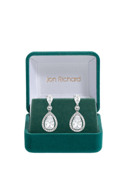 Jon Richard Cubic Zirconia Pear Drop Earrings, Silver - view 2, Silver
