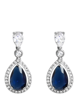 Jon Richard Cubic Zirconia Sapphire Pear Drop Earrings, Silver, Silver