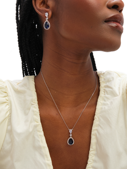 Jon Richard Cubic Zirconia Sapphire Pear Drop Earrings, Silver - view 2, Silver