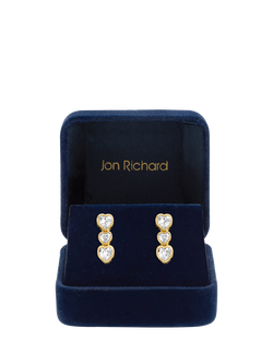 Jon Richard Cubic Zirconia Heart Drop Earrings, Gold - view 2, Gold