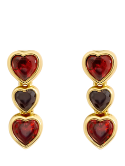 Jon Richard Cubic Zirconia Red Heart Drop Earrings, Gold, Gold
