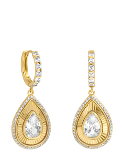 Jon Richard Diamond-Cut Pear Drop Earrings, Gold - view 2, Gold
