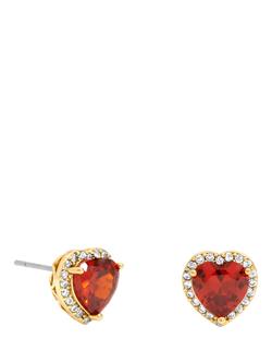 Jon Richard Red Heart Drop Earrings, Gold, Gold