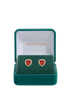 Jon Richard Red Heart Drop Earrings, Gold - view 2, Gold