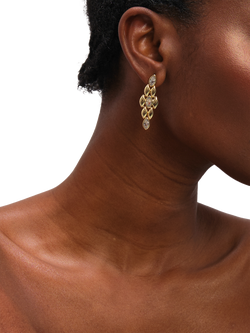 Jon Richard Crystal Earrings, Gold - view 2, Gold