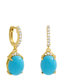 Jon Richard Gold Plated Turquoise Stone Earrings, Gold, Gold