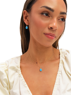 Jon Richard Gold Plated Turquoise Stone Earrings, Gold - view 2, Gold