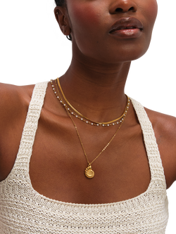 Jon Richard Triple Row Shell Necklace, Gold - view 2, Gold
