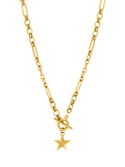 Jon Richard Chunky Star T-Bar Necklace, Gold, Gold