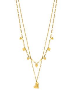 Jon Richard  Double Row Heart Necklace, Gold, Gold