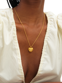 Jon Richard Satin Heart Pendant Necklace, Gold - view 2, Gold