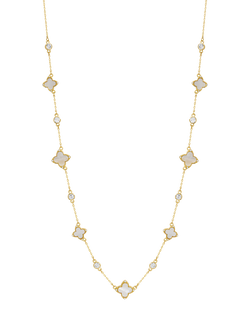 Jon Richard Mother-of-Pearl and Crystal Clover Necklace, Gold, Gold