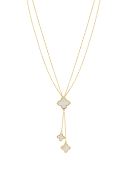 Jon Richard Mother-of-Pearl and Crystal Clover Y Necklace, Gold, Gold