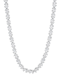 Jon Richard Cubic Zirconia Floral Necklace, Silver, Silver