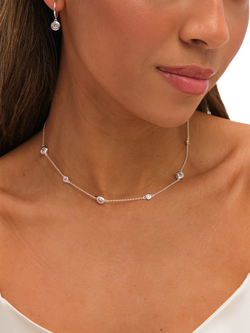 Jon Richard Cubic Zirconia Allway Station Bezel Necklace, Silver - view 2, Silver