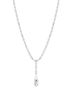 Jon Richard Linear Pear Drop Y Necklace, Silver, Silver